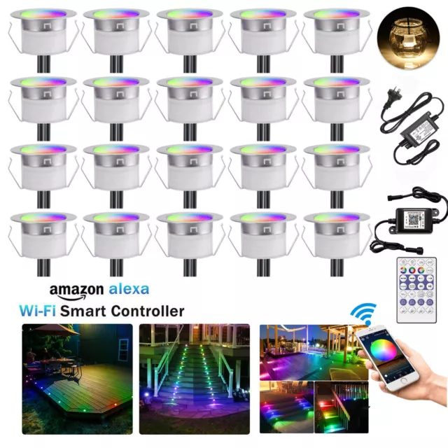 20x 45mm 12V LED Dream Color Deck Light  DIY Garden Outdoor Plinth Decking Light