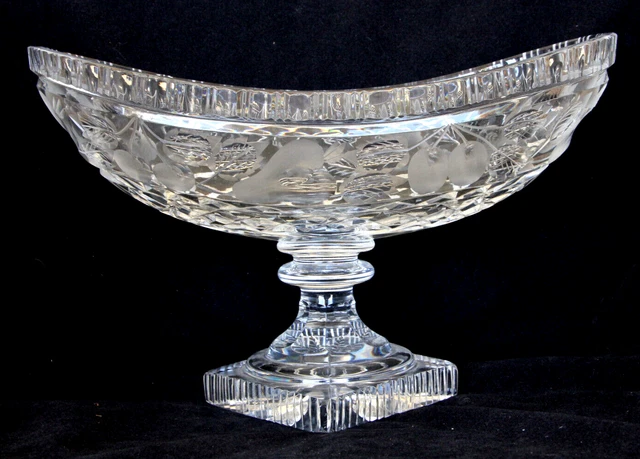 Antique American Brilliant Cut Glass Abp Large Fruit Compote Bowl Pedestal Dish