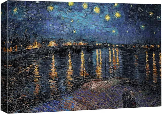 24"x36" - Van Gogh Canvas Wall Art  - Starry Night Over the Rhone