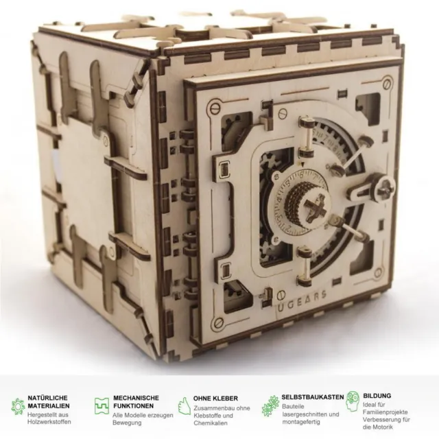 UGEARS Safe Trésor Secret 3D Bois Kit de Montage Puzzle Collectible 70011