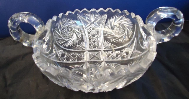ABP Cut Glass Square Double Handled Nappy Bowl #3