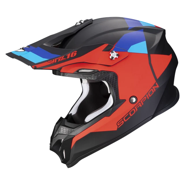 Scorpion VX-16 Evo Air Spectrum Matt Black-Red-Blue Offroad Helmet