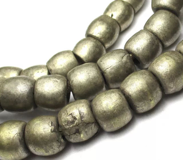 24"Strand Of 84 Rare Old Well Worn Silver Ethiopian African Trade Antique Beads2