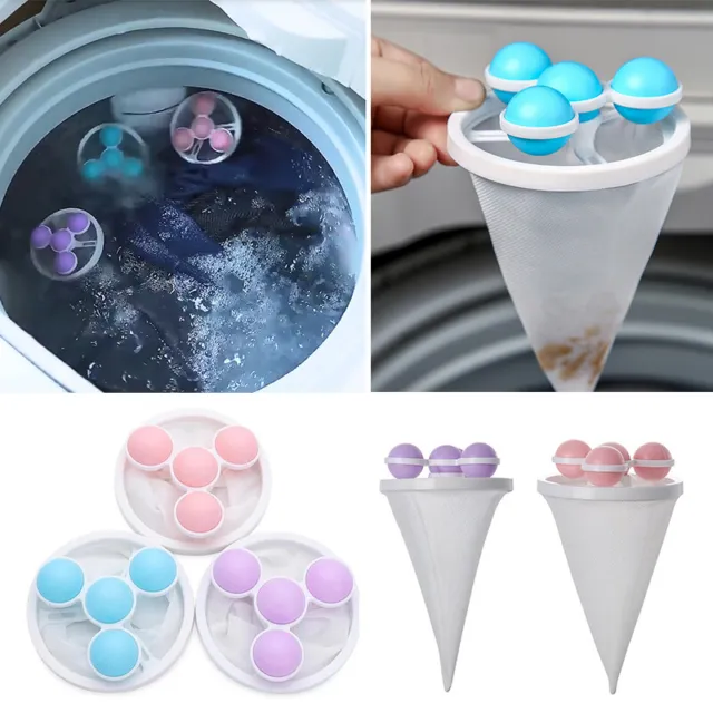 3 PCS Floating Hair Filtering Mesh Washing Machine Clothes Pet Fur Lint Removal