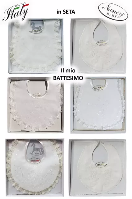 Bavetta BATTESIMALE neonato unisex colore ecrù o bianca taglia unica NANCY BABY