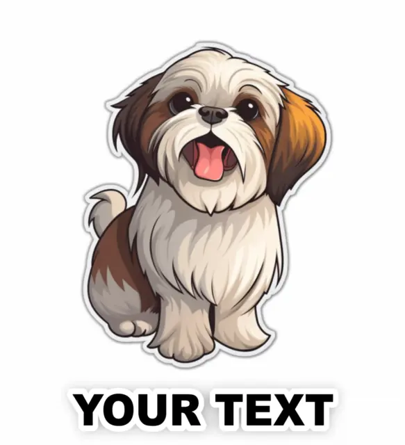 Set of 2 Shih Tzu Dog Decal Stickers with Free Custom Text