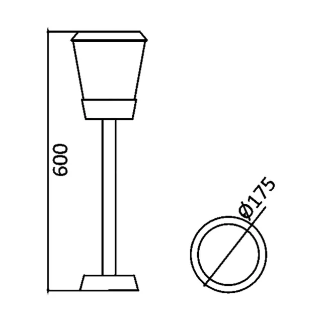 Potelet extérieur Haut 600mm E27 IP54 2