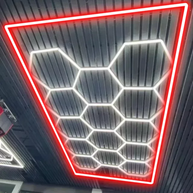 14X Illuminazione LED Esagono Rosso Dettaglio Auto Casa Garage Officina Retail