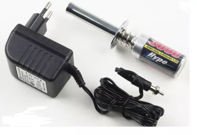 Hype Kyosho Glow Starter 3000mAh m. 230V Lader kurz Nr. 082-5030 Glowstarter