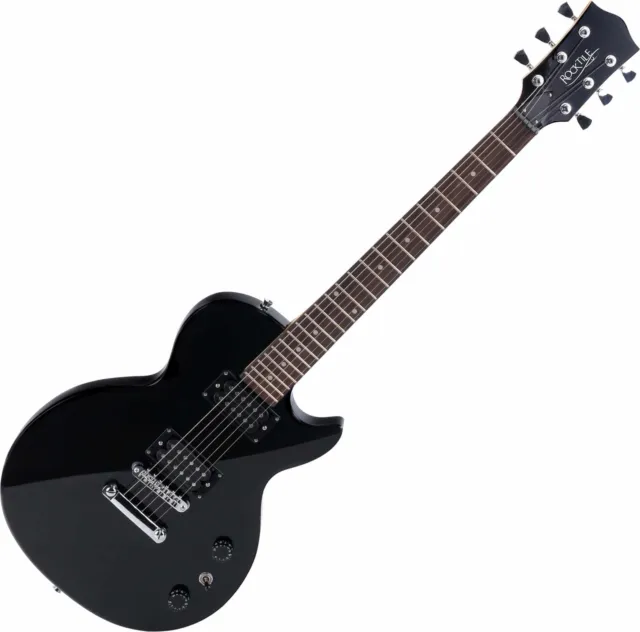 Rocktile L-100 E-Gitarre 2 Humbucker Korpus Linde Ahorn Hals 2,5m Kabel schwarz