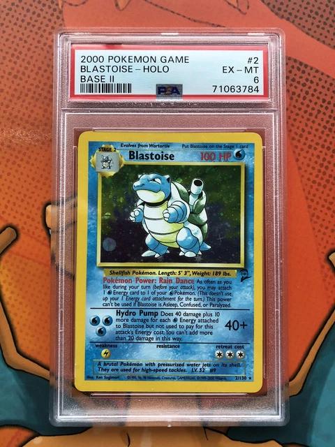 Blastoise 2/130 Basisset 2 Holo selten #2 2000 Pokémonkarte Englisch - PSA 6 EX-M