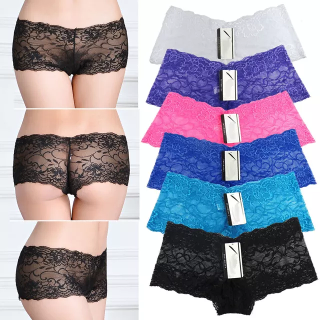 Pack of 6 Womens Ladies Lace French Knickers Briefs Seamless Underwear Panties