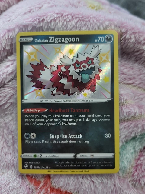 Galarian Zigzagoon SV078/SV122 Shiny Vault Rare Holo Pokemon Shining Fates Card
