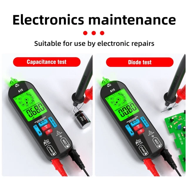 Multimètre Mini 2-en-1 Stylo + Testeur NCV – Mesure Tension AC/DC, Résistance – Compteur Digital ET118