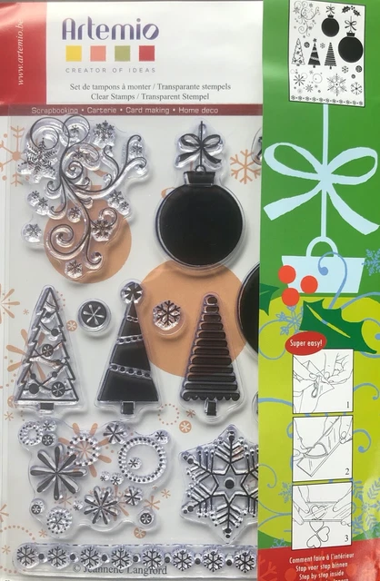 Artemio Christmas Baubles Tree Snowflake Clear Stamp Set Christmas Card Making