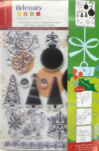 Artemio Weihnachtsbaubeln Baum Schneeflocke klar Stempel Set Weihnachtskartenherstellung