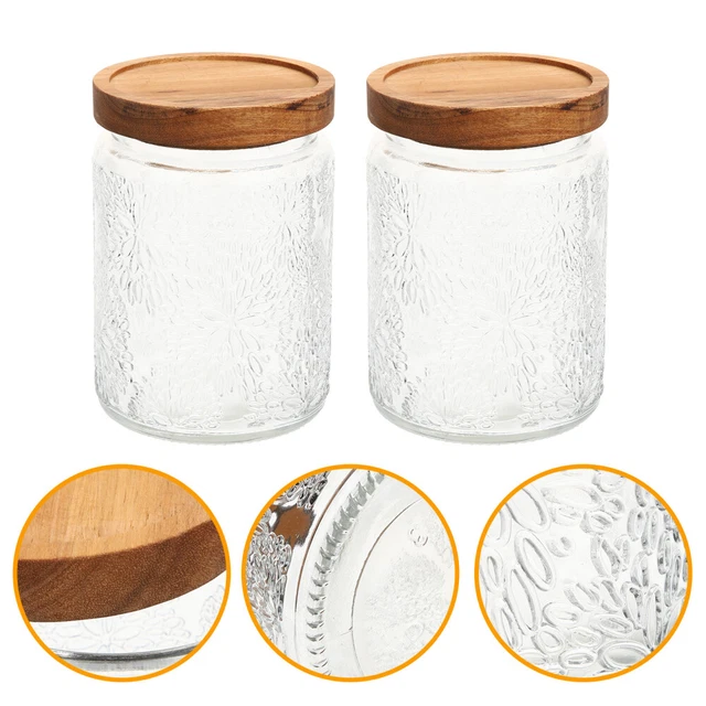 2 Pcs Tea Coffee Canister Glass Jar Lid Coffee Airtight Container Storage Tank