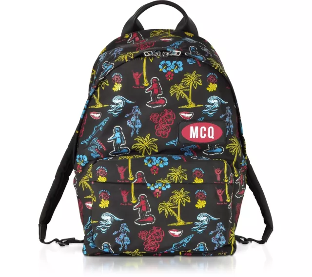 Mcq Alexander Mcqueen Varsity Badge Backpack In Black With Print