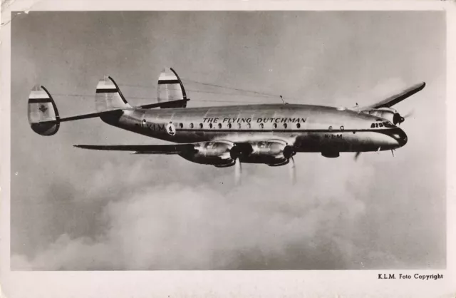 Real Photo Postcard K.L.M.'s Lockheed Constellation Airplane Postmark 1950  L5