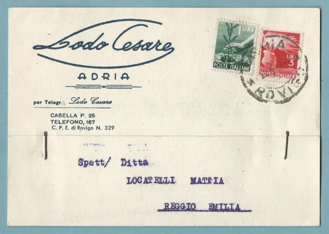 ADRIA (RO) - Cartolina Originale d'Epoca Formato Grande Viaggiata nel 1947