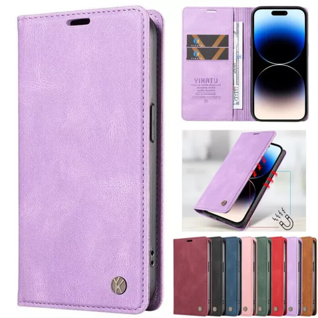 Leather Wallet Card Case iPhone 15 14 Plus 13 12 11 Pro Max  8 7 6 XR Flip Cover