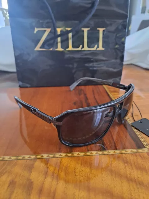 800€ ZILLI new&tag..pur titanium & acetate,logo plated ruthénium