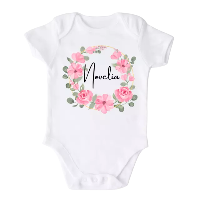 Floral Baby Custom Name Baby Onesie® Funny Gift Newborn Baby Boy Girl Infant