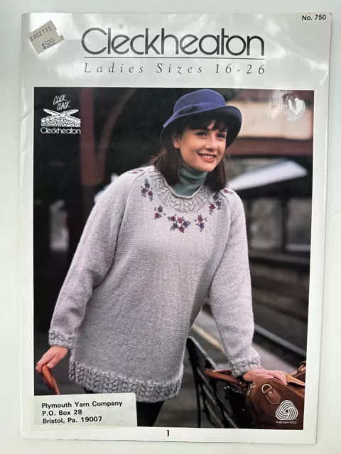 Cleckheaton Knitting Pattern Book # 750 Ladies Sizes 16 - 26   4 Sweater Designs