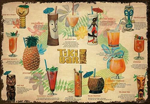 Vintage New Metal Poster Tiki Bar Summer Cocktail Menu Metal Tin Sign 8x12 In... Vintage New Metal Poster Tiki Bar Summer Cocktail Menu Metal Tin Sign 8x12 In...