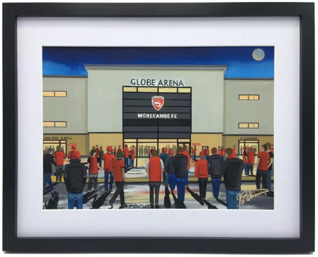 Morecambe FC Globe Arena High Quality Framed Football Art Print. Approx A4.