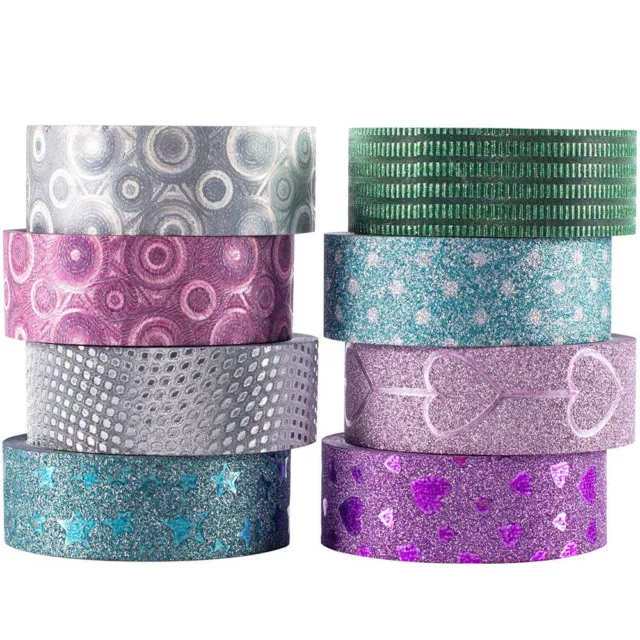 YUBX Washi Tape Set Glitter Decorative Tapes Gold Silver Foil Masking Tape