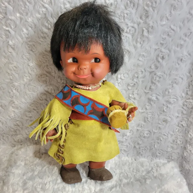 Vintage Regal Canada Native American Indian 12" Leather Clothes Articulated Doll