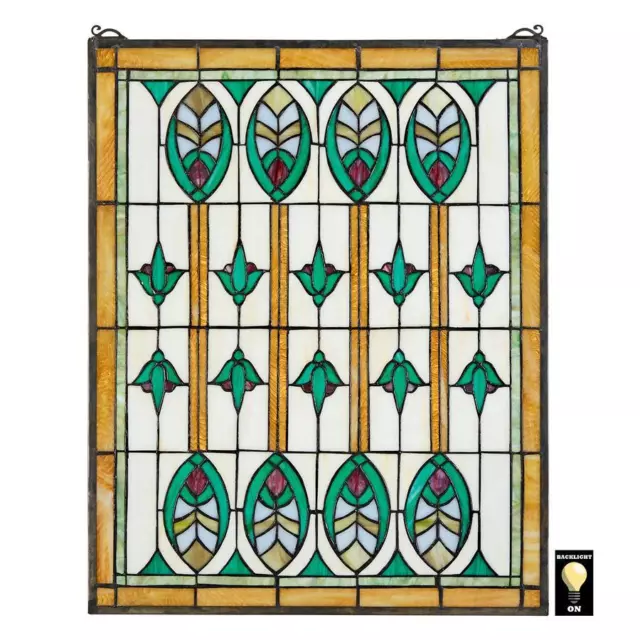 Design Toscano Elmslie Arts and Crafts Stained Glass Window