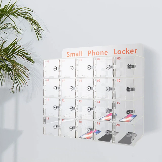 20 Slots Cellphone Locker Cell Phone Storage Box for Employees Classroom on Wall