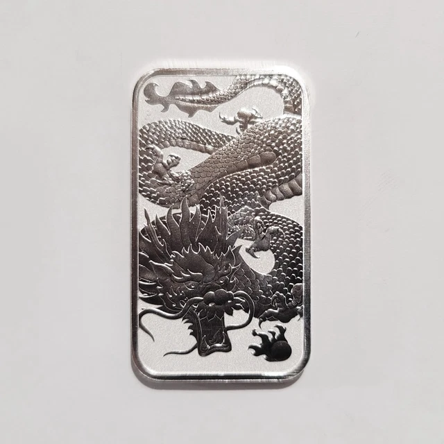 1 OZ 2022 Perth Mint Australia Fine Silver Dragon Rectangle Coin