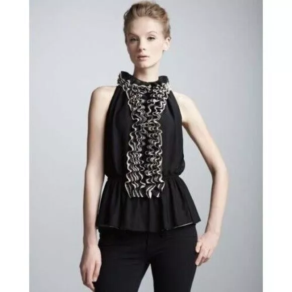 Robert Rodriguez Neiman Marcus Target Womens Black Sleeveless Ruffled Top NWT XS