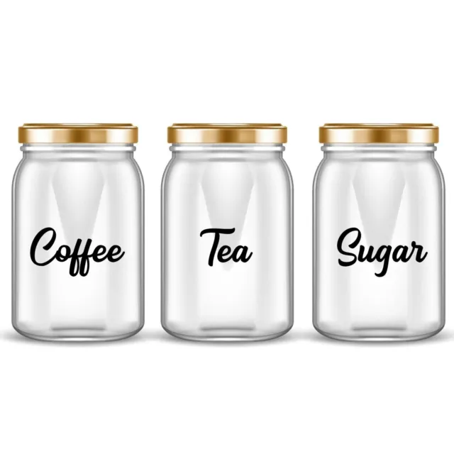 Coffee Tea Sugar Jar Labels Kitchen Decals Adhesive Canisters Stickers