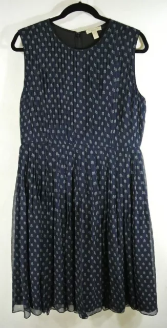 NEW Burberry Brit Silk Pleated Printed Dress in Navy - Size 12 #D3855 3