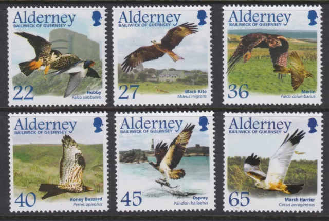 ALDERNEY 2002 MIGRATING  BIRDS (1st SERIES) RAPTORS SG A 185-190 SET 6 MNH