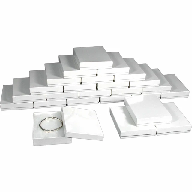 25 White Cotton Jewelry Gift Boxes 5 3/8"