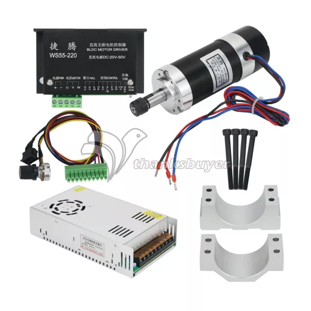 ER11 Brushless Spindle 500W + Clamp Base + Motor Driver Controller + Power