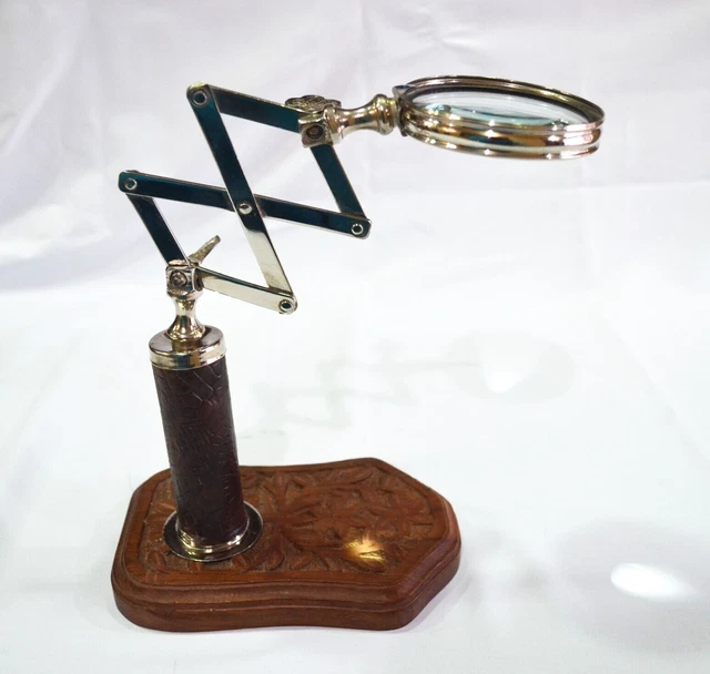 Adjustable Magnifying Glass Stand - Nautical - Vintage - Magnifier 3"