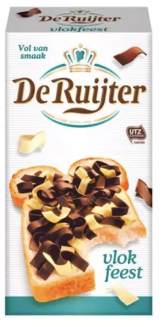 (14,43 EUR/kg) 3 x De Ruijter Vlok feest Schokoflocken gemischt - 300g