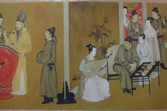 Very Long Old Chinese Scroll Painting Figures Marked "GuHongZhong" 900cm 2