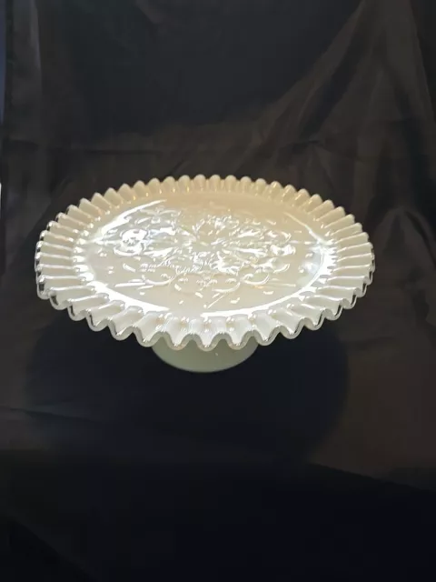 VINTAGE FENTON SILVER Crest Spanish Lace Cake Stand 4.5 in. Tall 11 in ...
