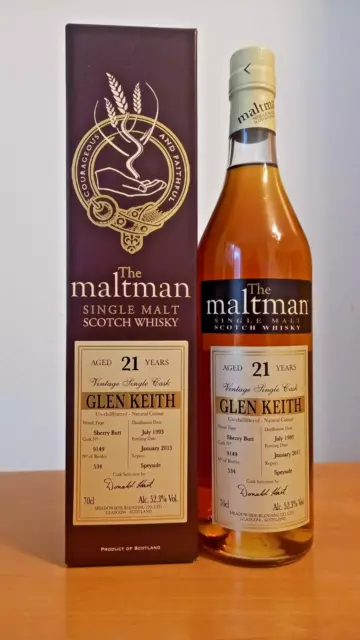 Glen Keith, The Maltman Single Malt Whisky, 21 Years, Sherry Butt, 52,3%