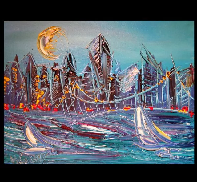 LANDSCAPE CITY Original Oil PAINTING    Abstract Modern CANVAS   ERG789RE4