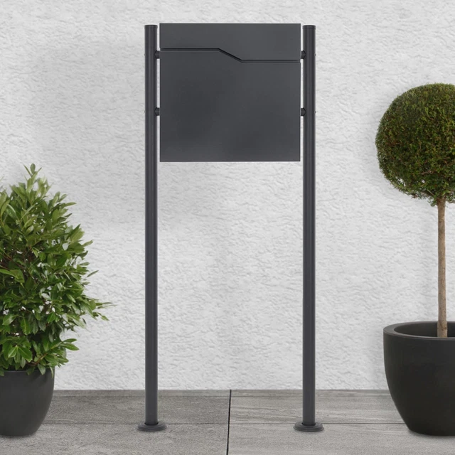 Boîte aux lettres sur pieds boîte postale 37x37x11 cm anthracite avec support