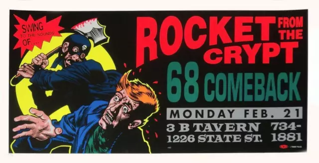 TAZ - 1994 - Rocket From The Crypt Concert Poster @ 3-B Tavern - Bellingham, WA