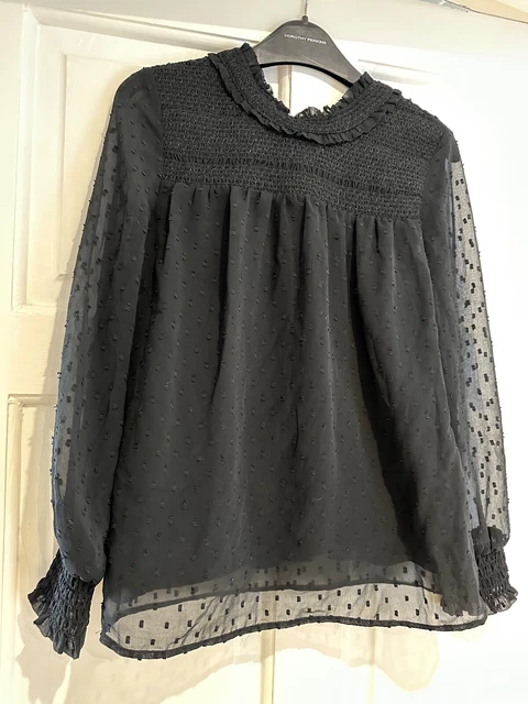 Girls Marks and Spencer Black Blouse Age 9-10 Years High Collar Beautiful